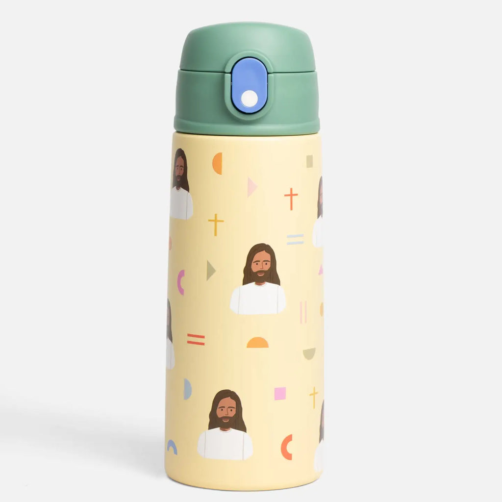 Jesus Water Bottle Green Lid