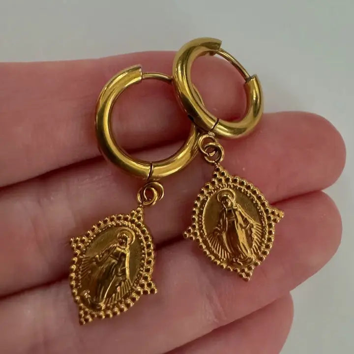 Holy Mother Hoop Earrings