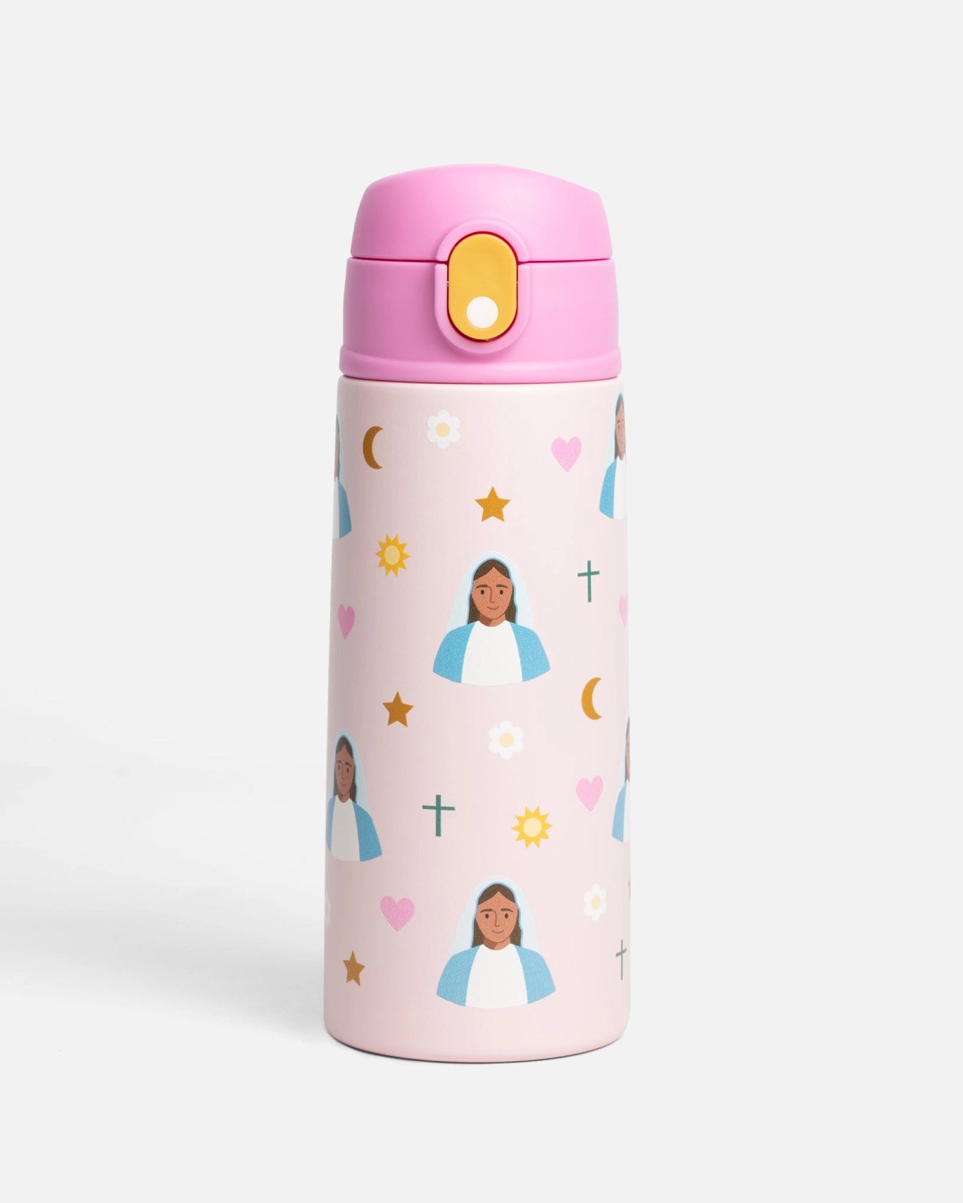 Mary Water Bottle Pink Lid
