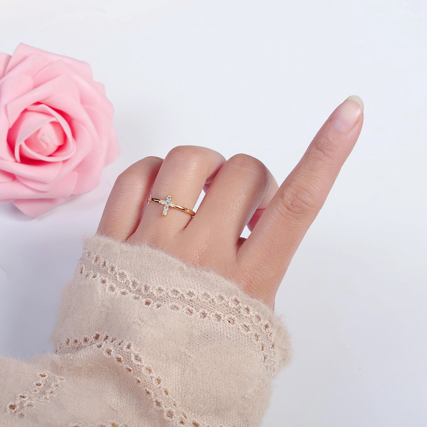 Crystal Cross Ring