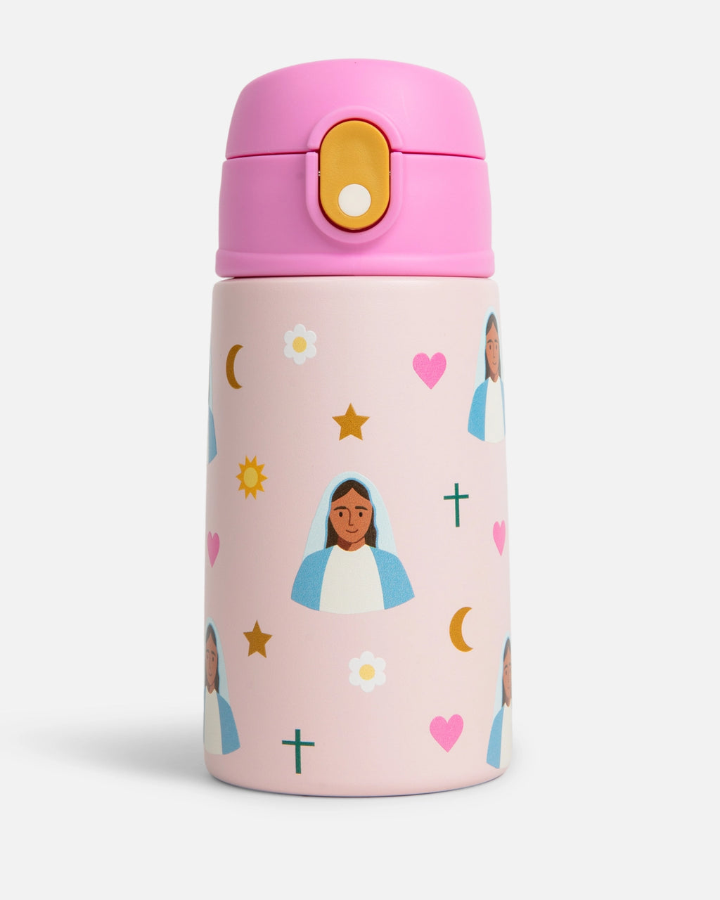 Mary Water Bottle Pink Lid