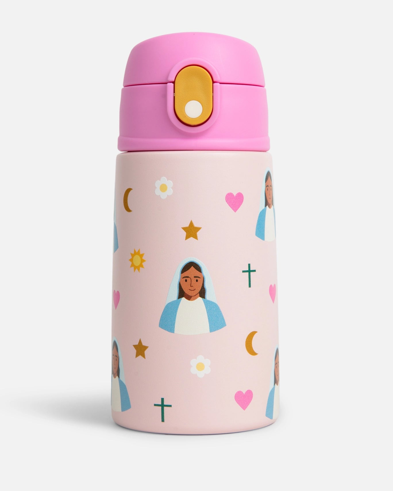 Mary Water Bottle Pink Lid