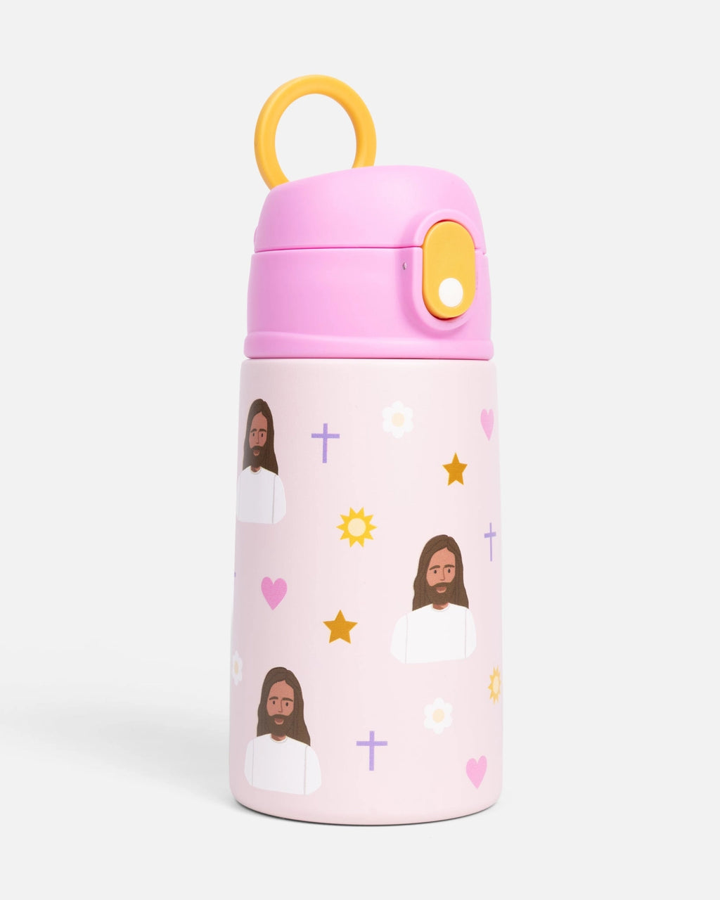 Jesus water bottle w/ purple crosses