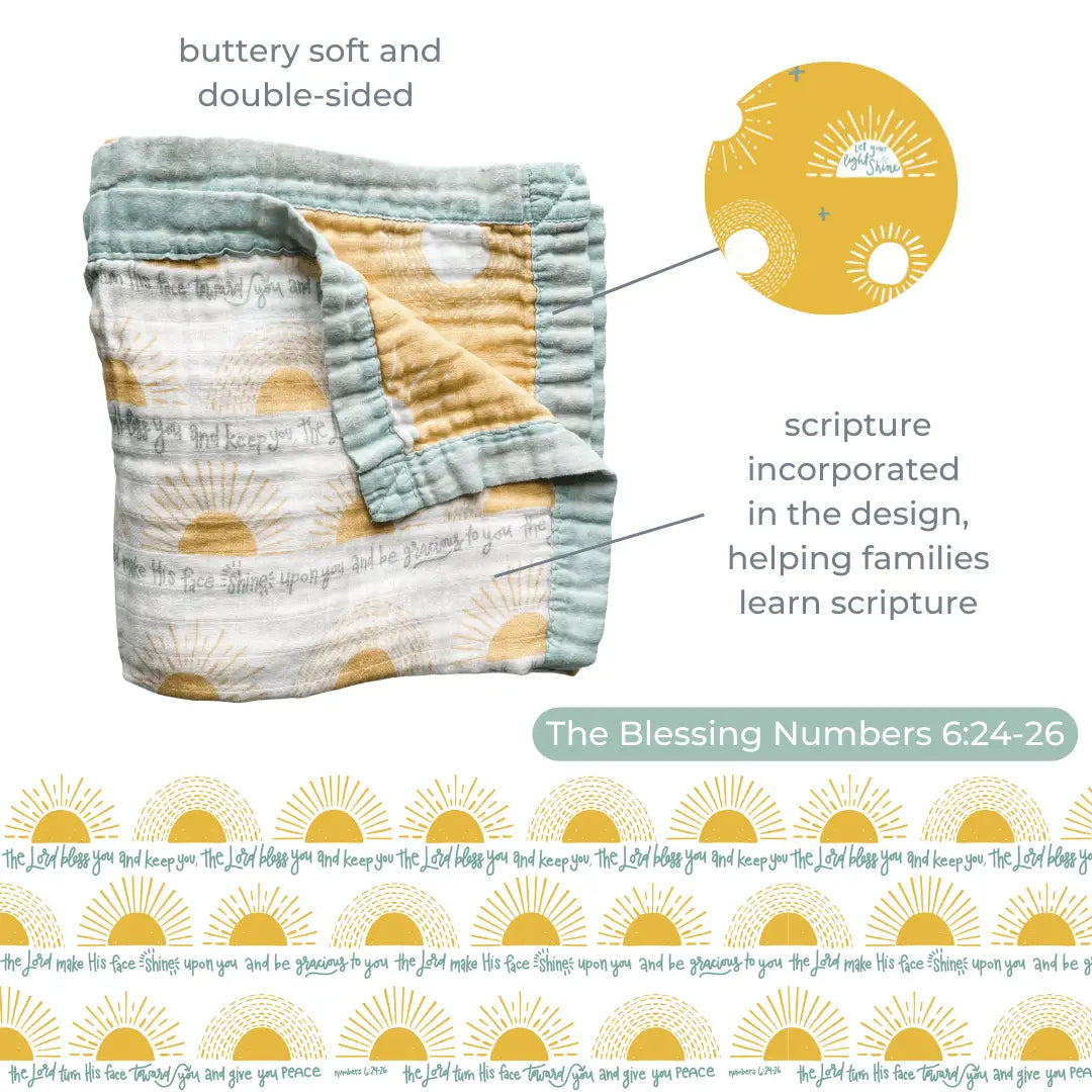 The Blessing Double Sided Muslin Blanket